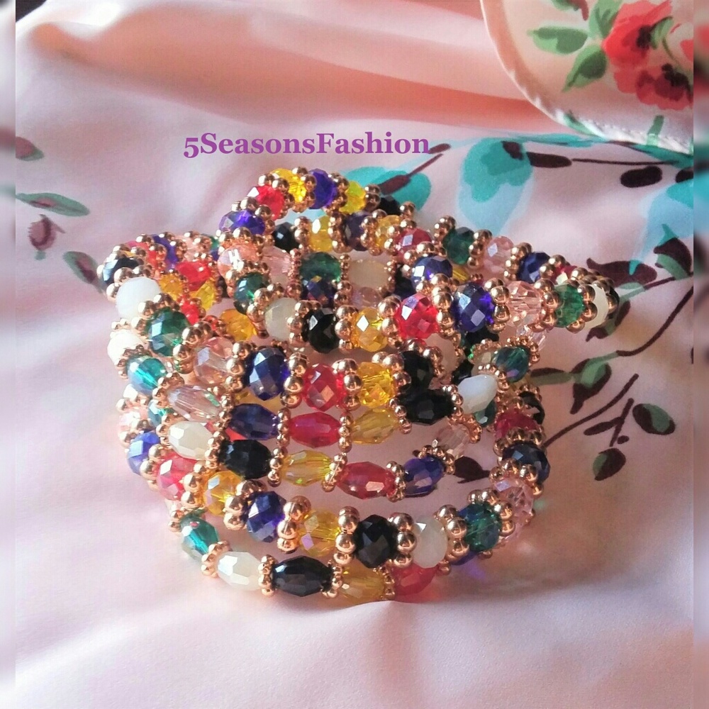 🌸 Crystal Glass Beads Bracelets Faux Jewels